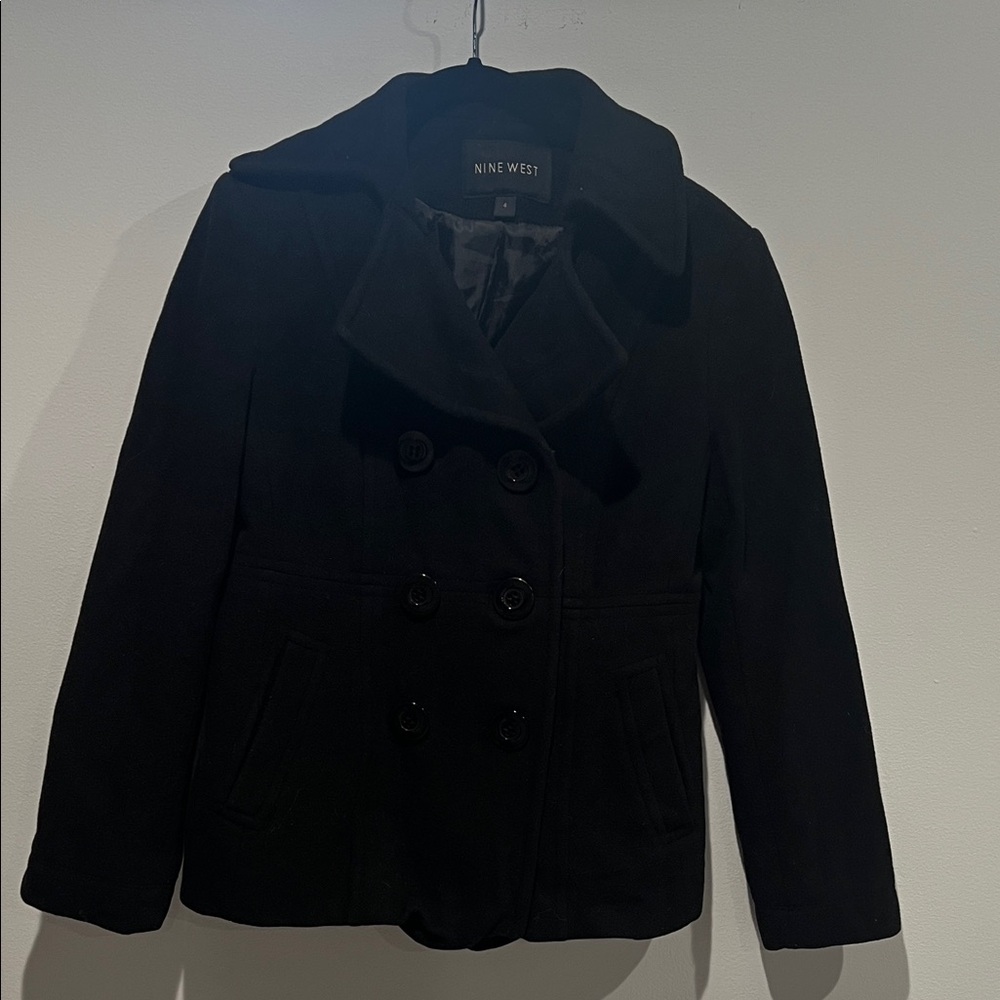 🖤 Nine West Black Pea Coat – Size 4